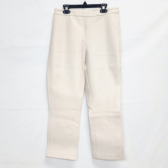 Aemi + Co Cream Vegan Leather High-Waisted Flare Cropped Pants - Picture 2 of 5